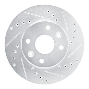Kia Spectra Brake Rotor (1) - Front Right - R1 Concepts - Drilled & Slotted - Silver - `94-`00